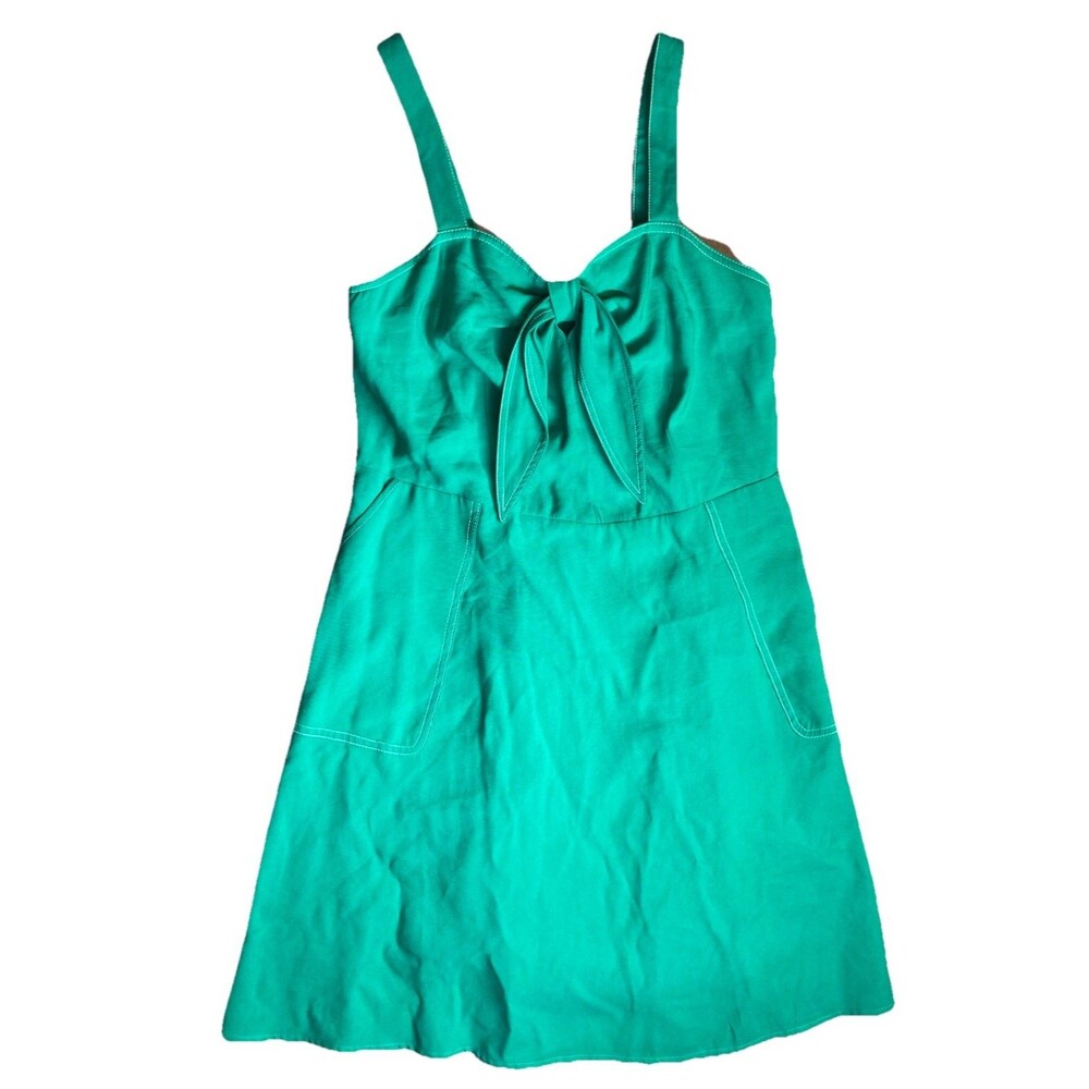 A New day Sz X Dress Green Retro Sweetheart Bow Pockets Midi Rockabilly 50s Girl
